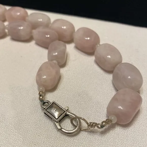 Vintage Chunky Rose Quartz Necklace - Picture 13 of 16